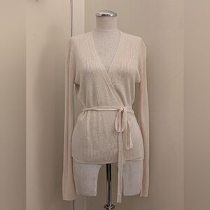 Reformation Blaire Ribbed Wrap Cardigan in Almond- Size S- NWOT